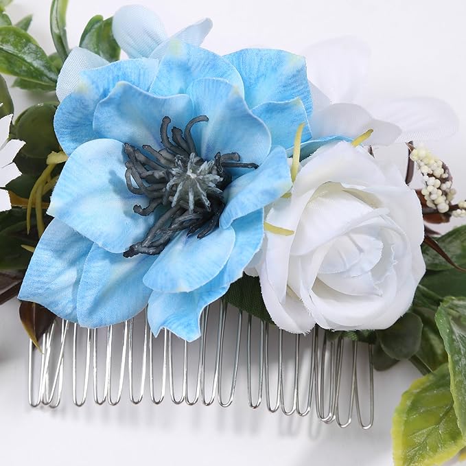 Flower Hair Clip for Women - Elegant Hair Accessory for Wedding, Party & Daily Wear (Sky Blue)