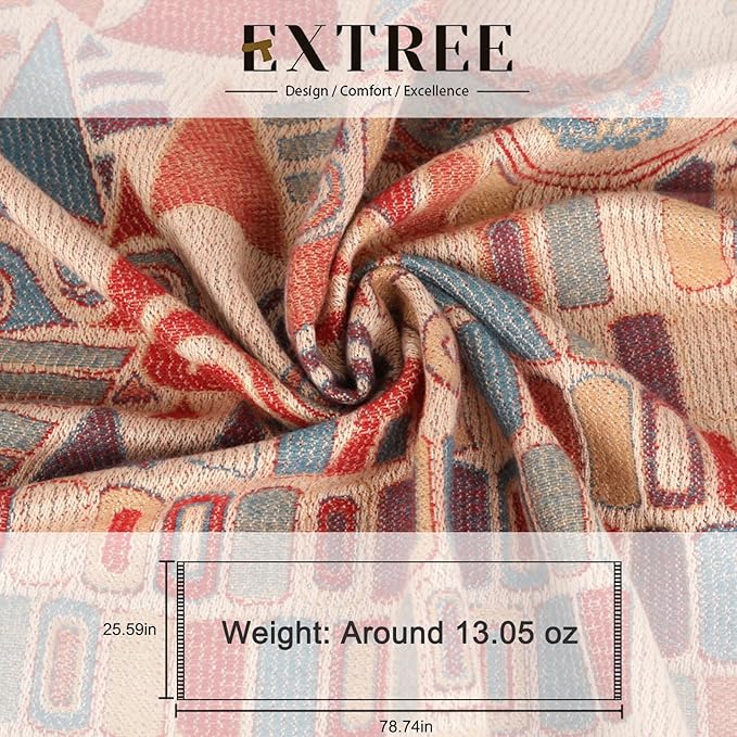 EXTREE Scarfs for Women Pashmina Silky Shawl Wrap for Evening Dressing Blanket Open Front Poncho Cape