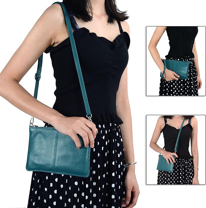 befen Genuine Leather Wristlet Clutch Wallet Purses Small Crossbody Bags for Women with RFID Blocking Card Slots