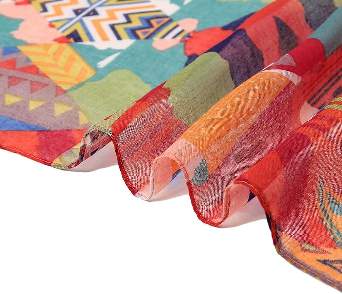 Yeieeo Boho Scarf for Women Lightweight Floral Printed Scarf Fall Winter Fashion Fringed Shawl