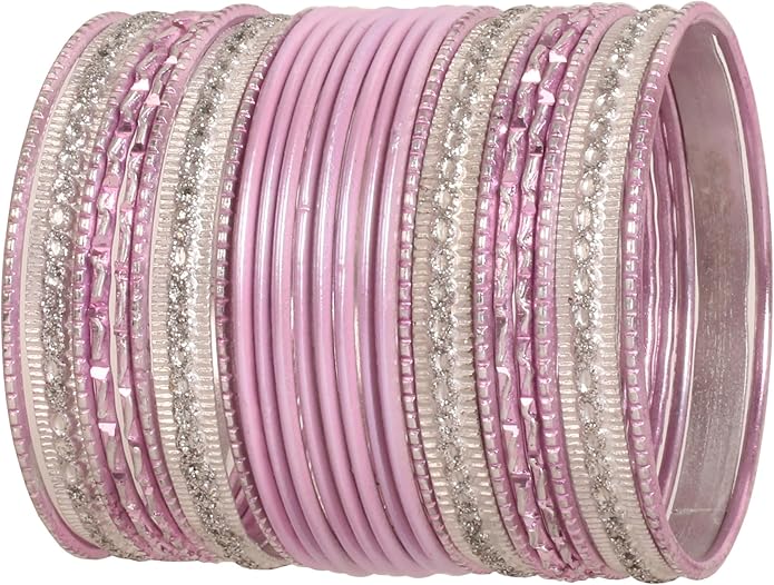 Touchstone Indian Metal Bangles for Women Gold Alloy Bracelets desi 2 Dozen Bangle Collection Bollywood Women's Jewelry Set Multi Stacking Wide Chunky Textured Golden Set of 24 in Gold or White Tone