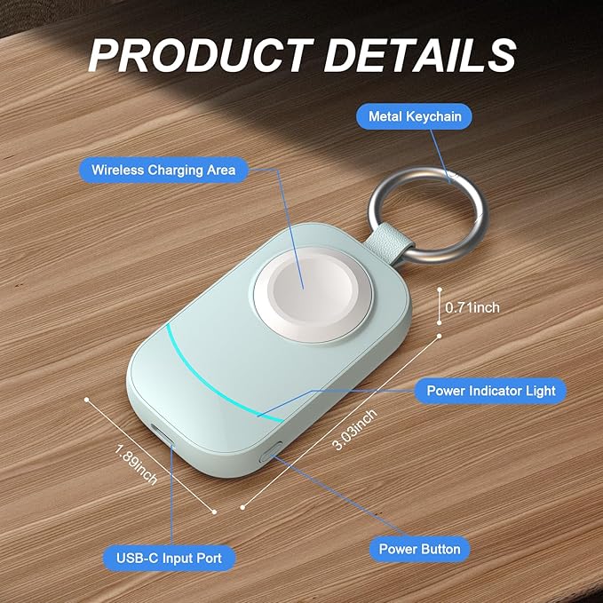 Wireless Portable Charger for Apple Watch SE 3 -zikker 2500mAh Travel Fast Charger for iWatch Series 11/10/9/8/7/6/5/4/3/2/SE 2/UItra/UItra 2/UItra 3 Blue