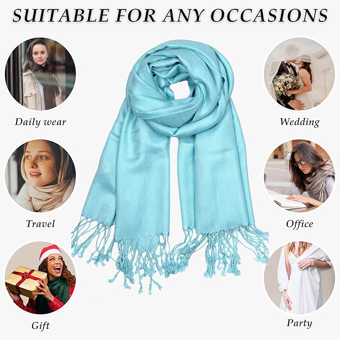 Achillea Soft Silky Pashmina Scarf for Women – Shawl Wrap for Evening Dresses, Bridesmaids, Weddings & Everyday Wear