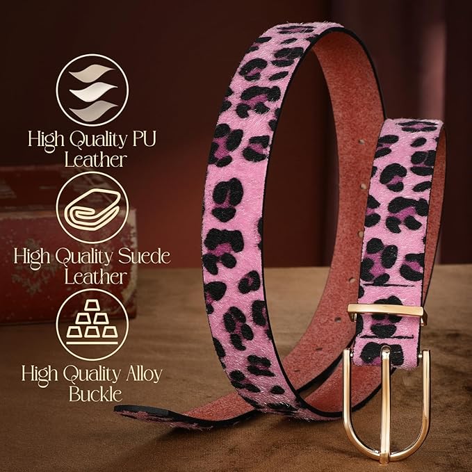 SANSTHS Women Faux Leather Chic Belts for Jeans Pants Fashion Ladies Belt Solid Color with Gold Curved Pin Buckle