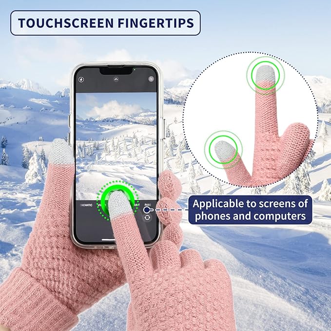 Omisy 4 Pairs Winter Gloves Women Touchscreen Cold Weather, Valentines Day Gifts for Her Wife Mom Girlfriend, Wam Mitten