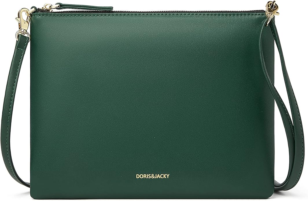 DORIS&JACKY Lambskin Leather Wristlet Clutch Purse for Women Soft Designer Slim Cell Phone Pouch Bag with Detachable Strap