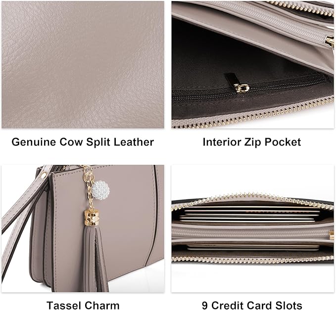 befen Genuine Leather Wristlet Clutch for Women Ultra-Slim Ladies Credit Card Holder Wallet Purses with RFID Protection