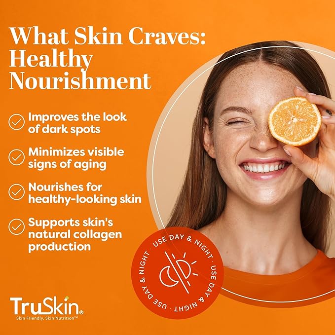 TruSkin Vitamin C Serum For Face – Anti Aging Face Serum with Vitamin C, Hyaluronic Acid, Vitamin E – Brightening Formula – Improve Appearance of Dark Spots, Tone, Fine Lines & Wrinkles, 1 Fl Oz