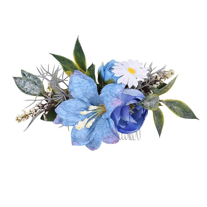 Flower Hair Clip for Women - Elegant Hair Accessory for Wedding, Party & Daily Wear (Blue)