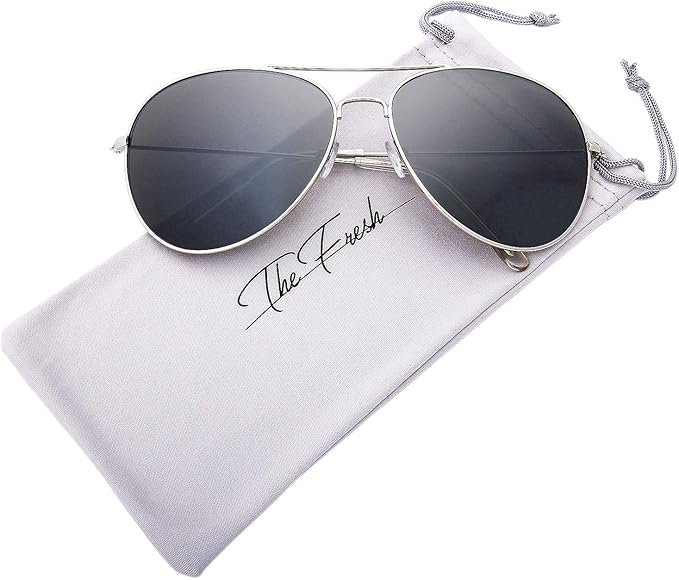 The Fresh Classic Aviator Frame Light Color Lens XL Oversized Sunglasses Gift Box