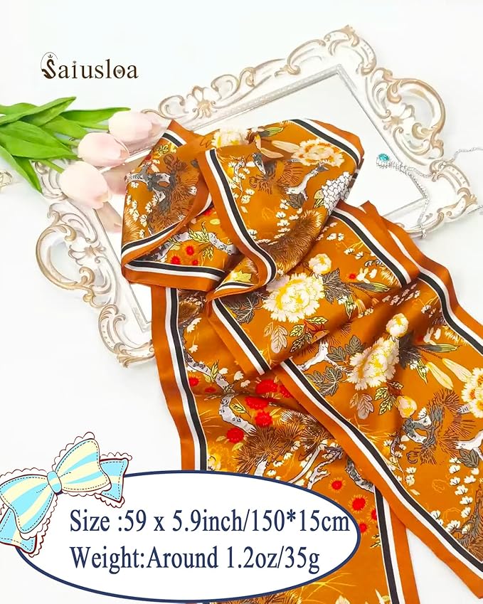 Purse Scarf For Handbags Head Scarves For Women's Hair Bags Scarfs Long Skinny Scarves Fashion Silky