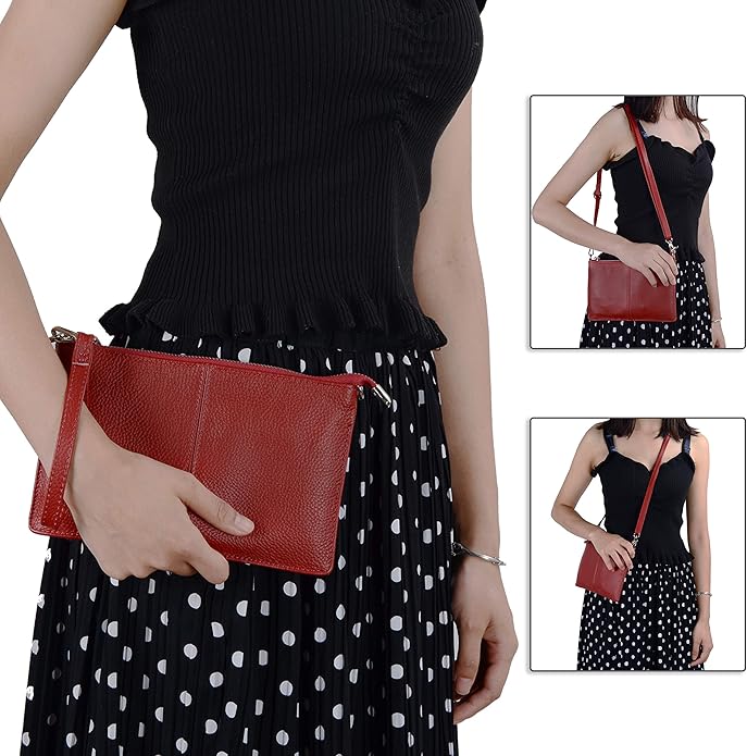 befen Genuine Leather Wristlet Clutch Wallet Purses Small Crossbody Bags for Women with RFID Blocking Card Slots