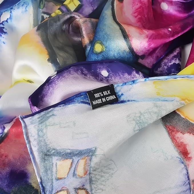 100% Mulberry Silk Scarf for Women Neck Oblong Headscarves Long Floral Print Lightweight Silk Wraps Shawls 67"*20"
