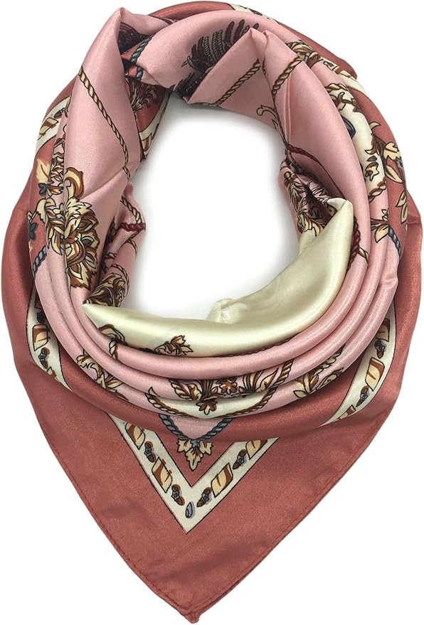 YOUR SMILE Silk Like Scarf Women's Fashion Pattern Large Square Satin Headscarf Headdress