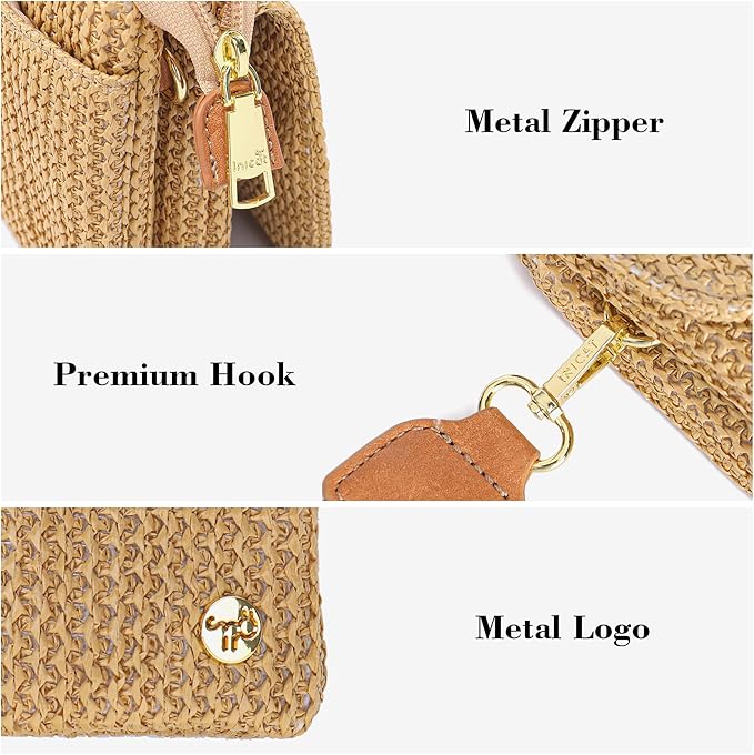 MINICAT Straw Small Summer Purses for Women Crossbody Purse Beach Bags for Everyday Cruise Travel Vacation Essentials | Straw, Small, Summer, for Everyday, Cruise, Travel, Vacation, Essentials