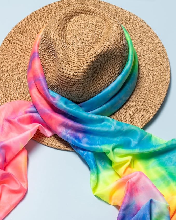 KISS COLORS & CARE Soft Satin Wrap Scarf - Tie Dye, Fashionable Multi-Purpose, Premium Hair Scarf for Minimizing Frizz, Chic & Comfortable, Preventing Breakage & Securing a Variety of Hair Styles