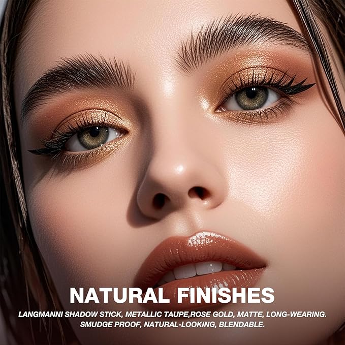 LANGMANNI 6Colors Dual-Ended Cream Eyeshadow Stick Set – Silky Smooth, Waterproof & Transfer-Proof, Built-in Blender Brush, All-Day Matte & Shimmer Wear Eye Makeup(#1+3+7+8+9+10)
