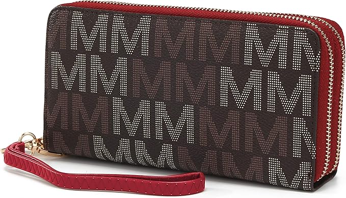 MKF Collection Wristlet Wallet for Women, Small Vegan Leather Credit Card Holder with Zipper Coin Pocket Wallet Purse Handbag By Mia K