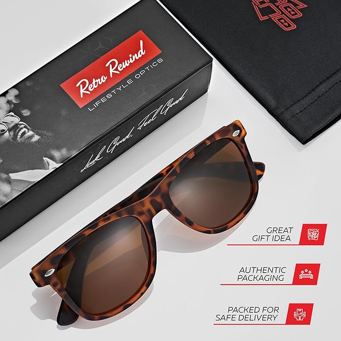 Retro Rewind Polarized Sunglasses for Men and Women - UV Protection Classic Sun Glasses