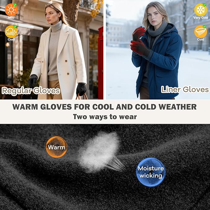 Sukeen Lightweight Running Gloves for Women Touchscreen Anti-Slip Liner Gloves Winter Warm Gloves for Cycling, Driving, Soccer