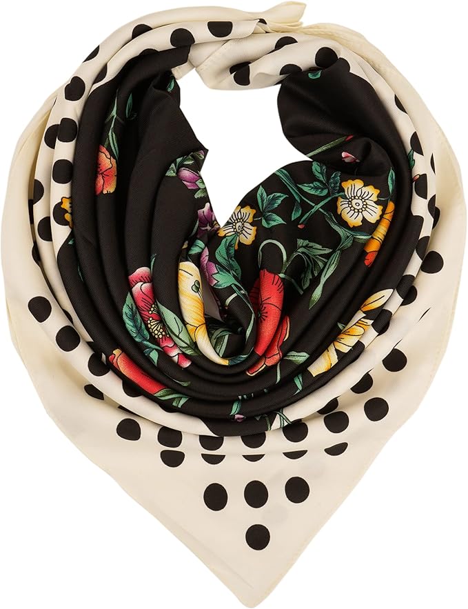 YOUR SMILE Silk Like Scarf Women's Fashion Pattern Large Square Satin Headscarf Headdress