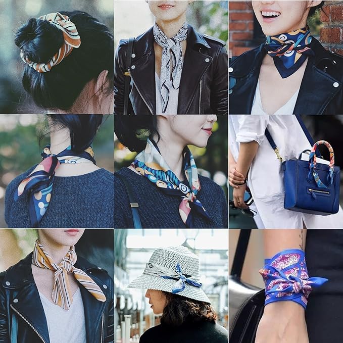 YOUR SMILE Silk Like Scarf Women's Fashion Pattern Large Square Satin Headscarf Headdress