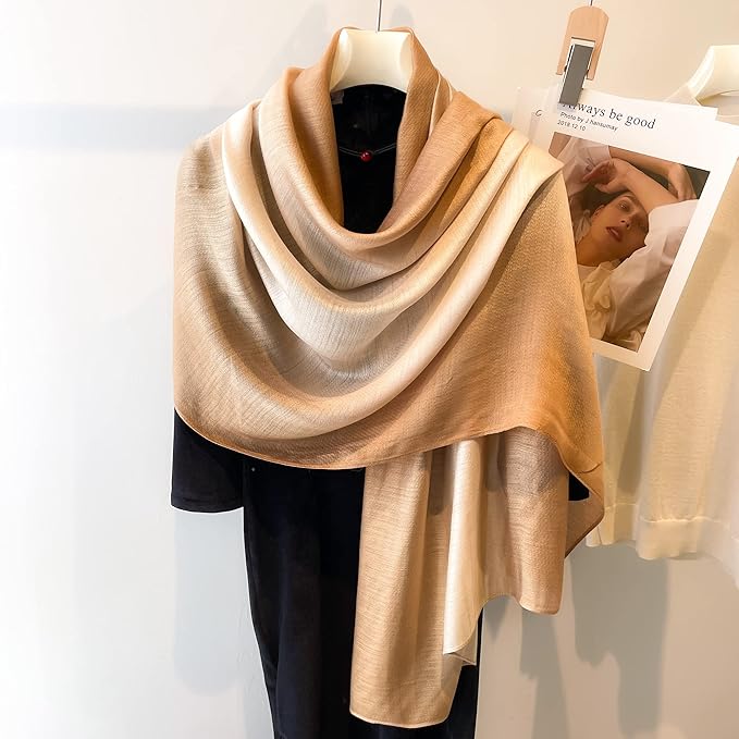 WINCESS.YU Women Gradient Scarf Long Shawls and Wraps Fashion Plain Pashmina Formal Scarf