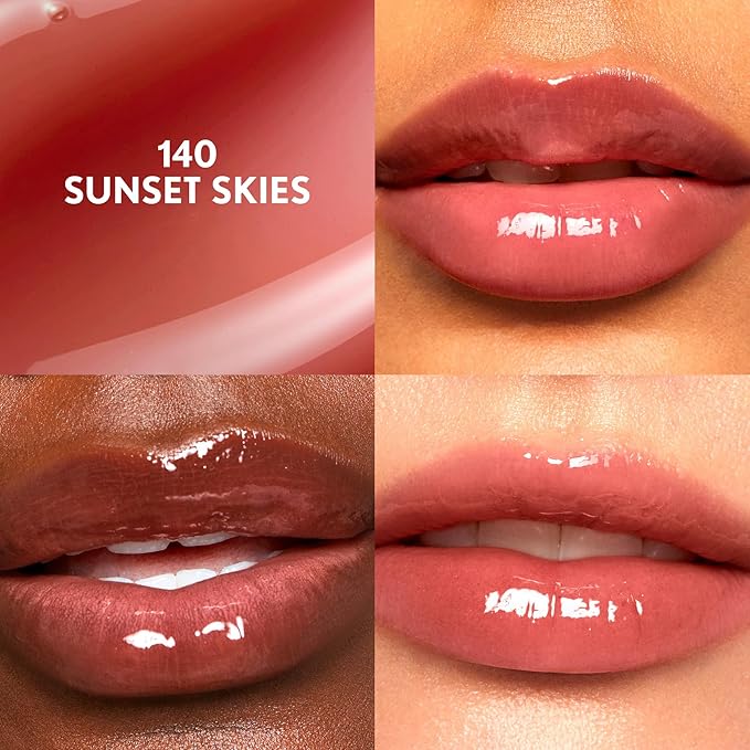COVERGIRL Clean Fresh Yummy Lip Gloss, Sunset Skies, Hydrating, Non-Sticky, Hyaluronic Acid, Glassy Shine, 0.33oz