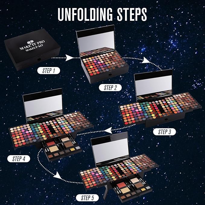UCANBE All in One Makeup Kit - Professional Eyeshadow, Lip Gloss, Concealer, Eyeliner, Contour, Eyebrow Powder, Face Blusher, Highlighter & Makeup Brushes for Women & Girls