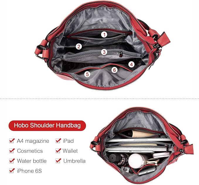 Realer Hobo Crossbody Bags for Women Designer Faux Leather Hobo Handbags Retro Large Size Shoulder Bag Bucket Purse
