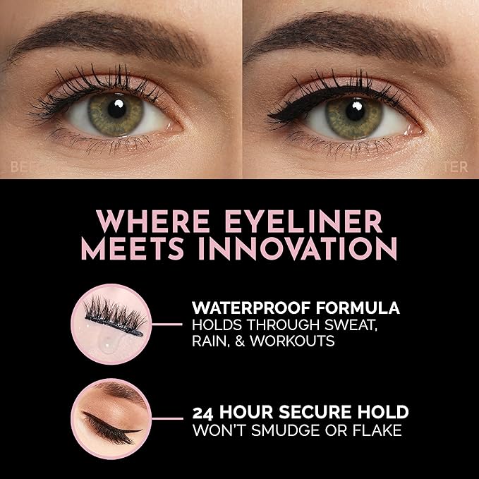 Luxillia Magnetic Eyeliner for Magnetic Eyelashes, Upgraded Strongest Hold, Most Natural Look, Waterproof, Smudge Proof Liquid Liner (Brown + Black)
