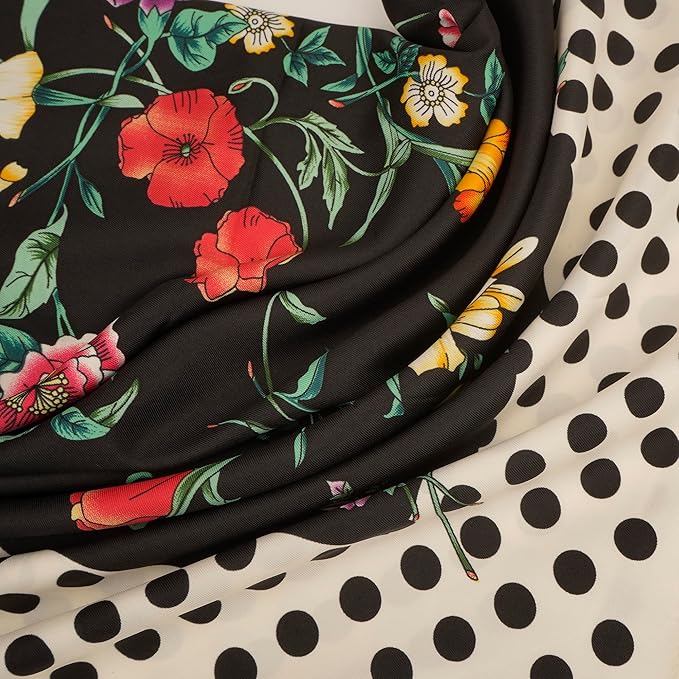 YOUR SMILE Silk Like Scarf Women's Fashion Pattern Large Square Satin Headscarf Headdress