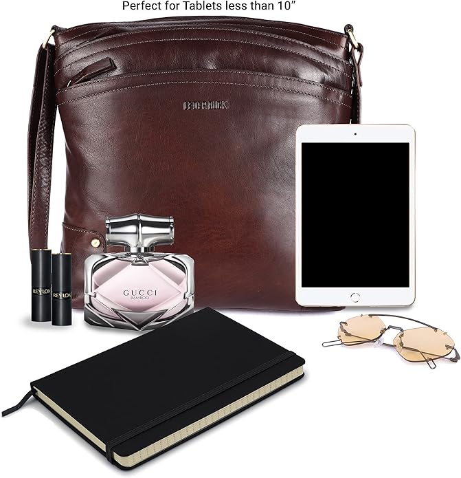 Terry Large Soft Real Leather Womens Crossbody Handbags and Purses-Triple Zip Premium Sling Crossover Shoulder Bag