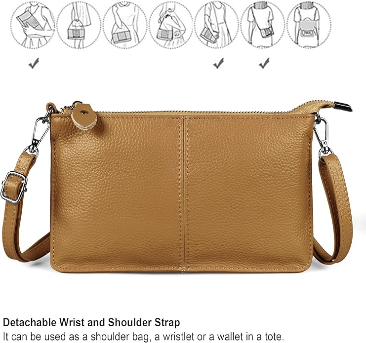 befen Genuine Leather Wristlet Clutch Wallet Purses Small Crossbody Bags for Women with RFID Blocking Card Slots