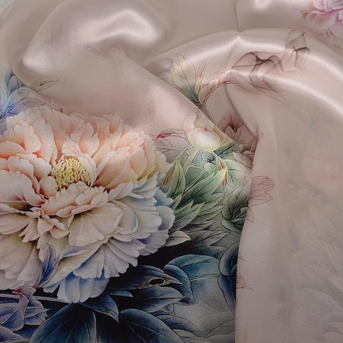 100% Mulberry Silk Scarf for Women Neck Oblong Headscarves Long Floral Print Lightweight Silk Wraps Shawls 67"*20"