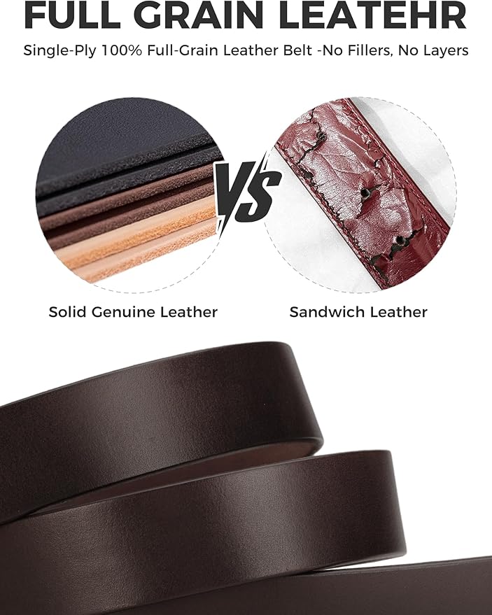 Womens Belts for Jeans 1.1" Width Ladies Belts for Dresses Full Grain Leather Gold Buckle Belt Gift Box