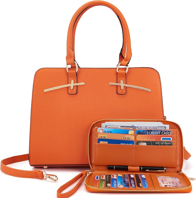 Purses for Women Handbag Wallet Tote Shoulder Hobo Bag Top Handle Satchel Purse Set 2pcs with 3 Compartments