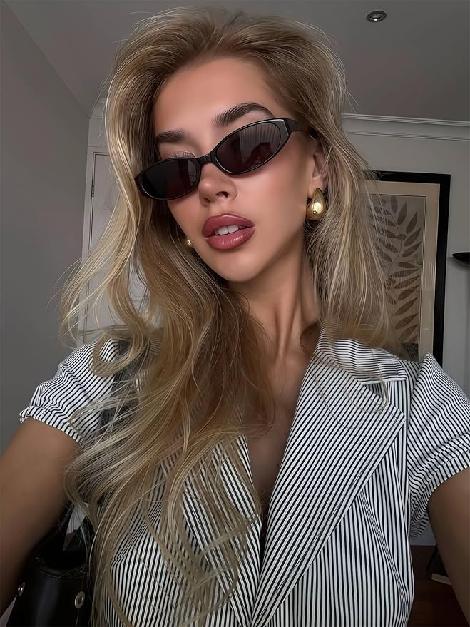 Retro Oval Sunglasses for Women 2026 90s Small Chic Cat Eye Sun Glasses Sunnies Lightweight Shades