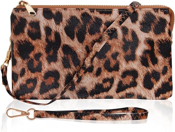 Vegan Leather Wristlet Purse for Women - Small Clutch Purse with Shoulder and Wrist Straps