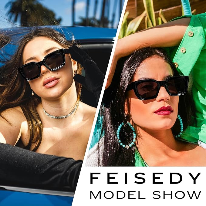 FEISEDY Classic Women Sunglasses Fashion Thick Square Sun Glasses Chunky Frame UV400 B2471