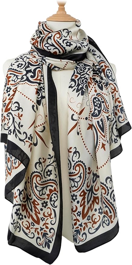 YOUR SMILE Large Mulberry Silk Feeling Long Stain Scarf Lightweight Sunscreen Shawls Wraps for Women