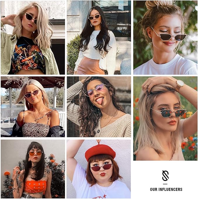 SOJOS Small Cateye Sunglasses Fashion Narrow Fun Designer Sun Glasses SJ1127A