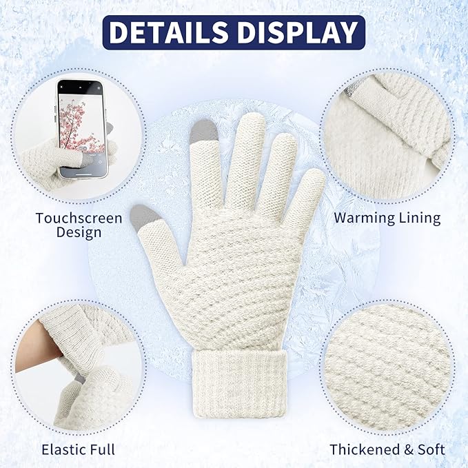 Omisy 4 Pairs Winter Gloves Women Touchscreen Cold Weather, Valentines Day Gifts for Her Wife Mom Girlfriend, Wam Mitten