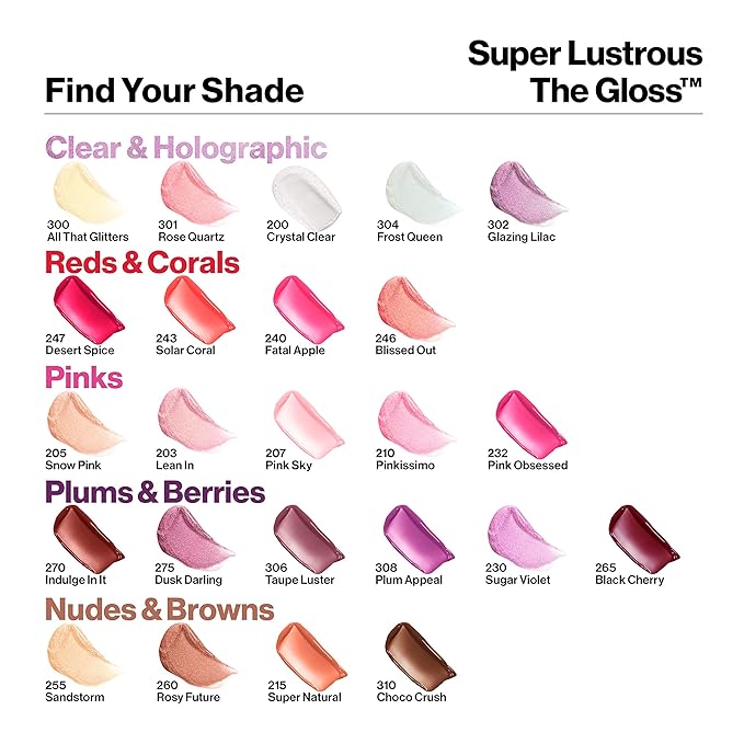 REVLON Super Lustrous Lip Gloss, Non-Sticky, Hydrating, High Shine Finish, 215 Super Natural, 0.13 oz (Pack of 2)