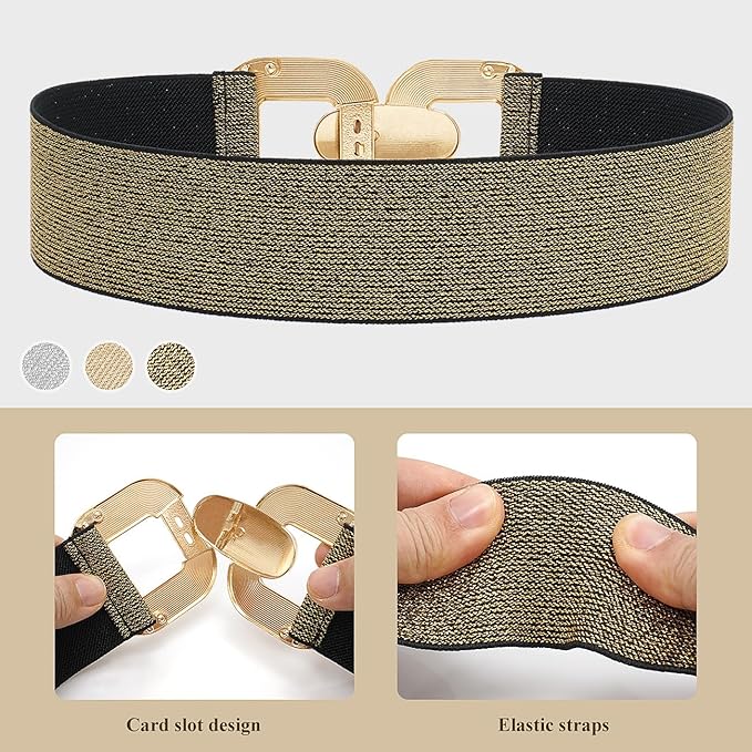 Glamorstar Women Wide Stretchy Belts Elastic Waist Belts for Dresses