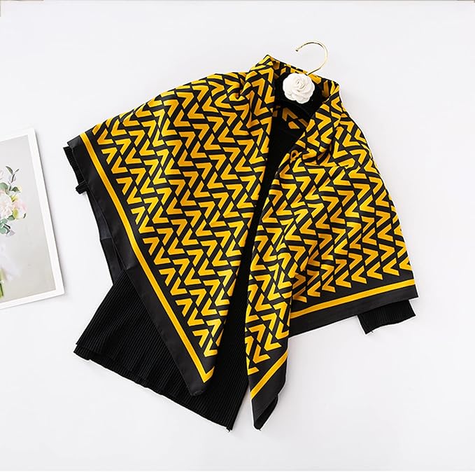 YOUR SMILE Silk Like Scarf Women's Fashion Pattern Large Square Satin Headscarf Headdress