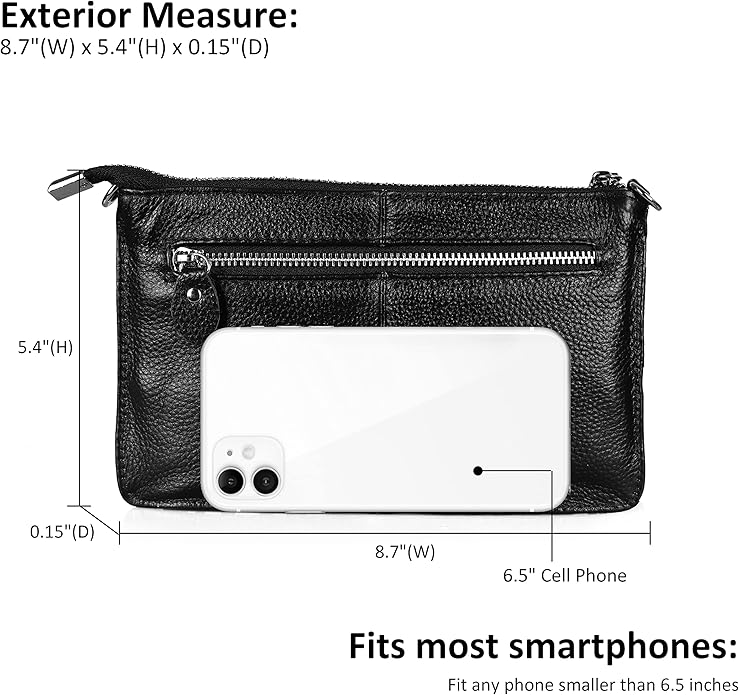 befen Genuine Leather Wristlet Clutch Wallet Purses Small Crossbody Bags for Women with RFID Blocking Card Slots