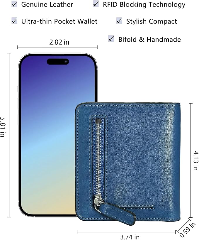AINIMOER Small Leather Wallet for Women, Ladies Credit Card Holder RFID Blocking Women's Mini Bifold Pocket Purse