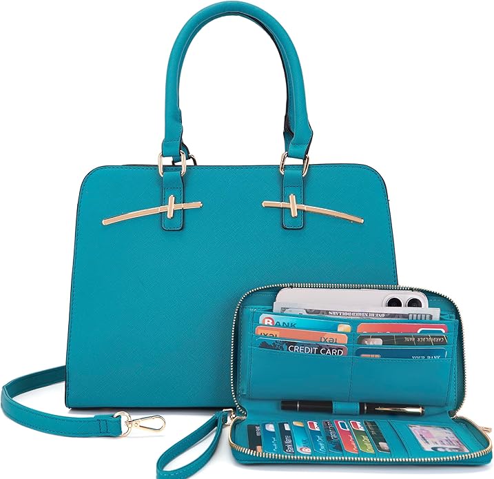 Purses for Women Handbag Wallet Tote Shoulder Hobo Bag Top Handle Satchel Purse Set 2pcs with 3 Compartments