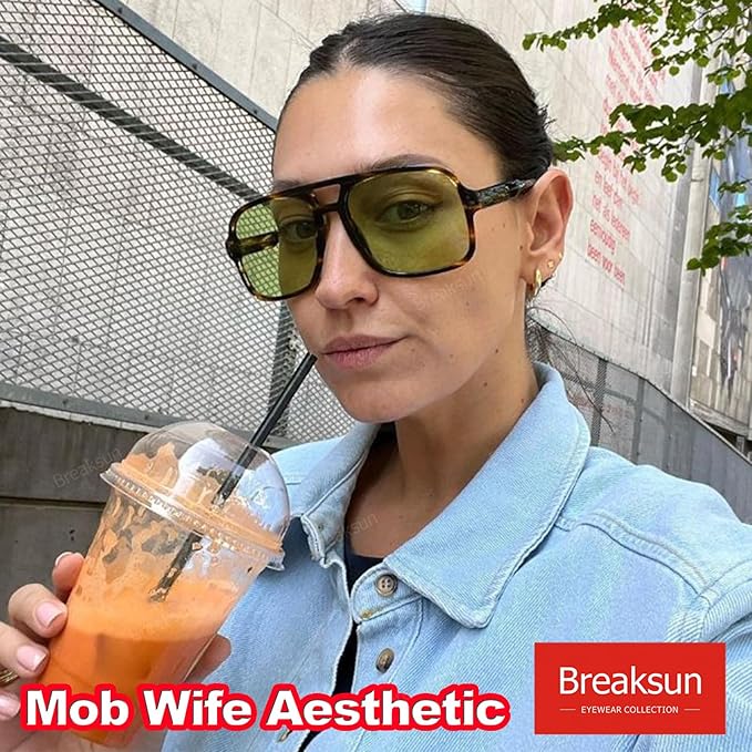 Retro Aviator Sunglasses for Women Men Trendy Classic 70s Square Aviator Sun Glasses Vintage Shades